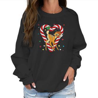 Bambi Candy Cane Christmas Women Sweatshirt | Favorety CA