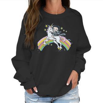 Betty Boop Cartoon Unicorn And Rainbows Women Sweatshirt | Favorety UK