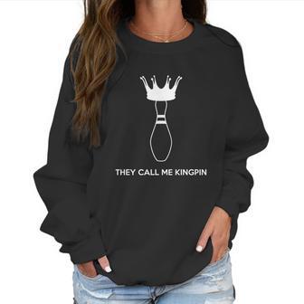 Bowling-Shirt-They-Call-Me-Kingpin-White Women Sweatshirt | Favorety DE