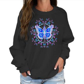 Butterfly Fantasy With Datura Bloom Mandala Design For Women Women Sweatshirt | Favorety