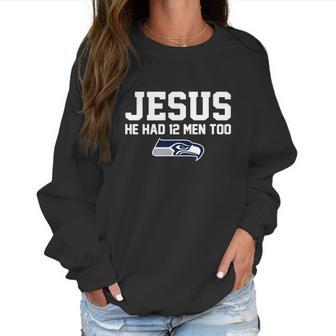 Check Out This Awesome Jesus He Had 12 Men Too Seattle Seahawks Canvas Usa - Copy 2 Women Sweatshirt | Favorety CA