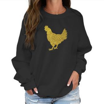 Chicken Ladies Glitter Print Chicken White Tee Top Women Sweatshirt | Favorety CA