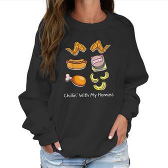 Chillin With My Homies Chicken Wing Dodger Dog Women Sweatshirt | Favorety UK