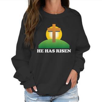 Christian Easter He Has Risen Christianity Cross Women Sweatshirt | Favorety DE