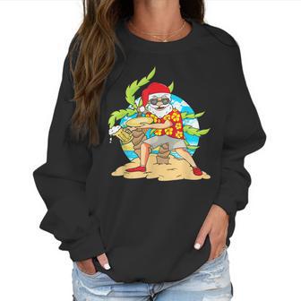 Christmas In July Santa Beach Frisbee Beer Gift Women Sweatshirt | Favorety