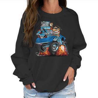 Classic Funny Sixties Sports Car Racing Hot Rod Cartoon Women Sweatshirt | Favorety