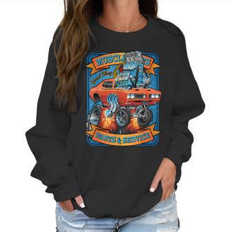 Classic Sixties Muscle Car Funny Dragster Hot Rod Cartoon V5 Women Sweatshirt | Favorety CA