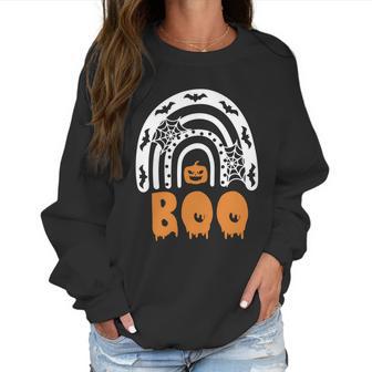 Cute Halloween Funny Halloween Day Halloween Ghost Rainbow Boo Rainbow Hal Women Sweatshirt | Favorety UK