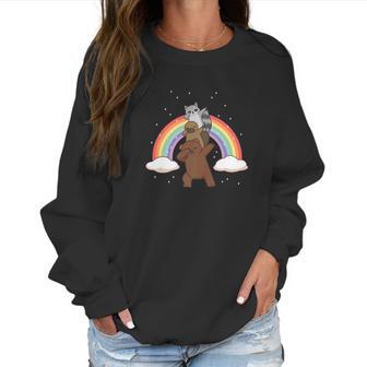 Dabbing Grizzly Bear Platypus Raccoon Rainbow Funny Women Sweatshirt | Favorety