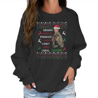 Daryl Dixon Dasher Dancer Prancer Vixen Cupid Ugly Christmas Women Sweatshirt | Favorety AU