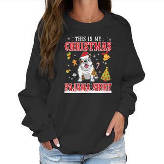 English Bulldog Snow Gilf This Is My Christmas Pajama Shirt Women Sweatshirt | Favorety AU