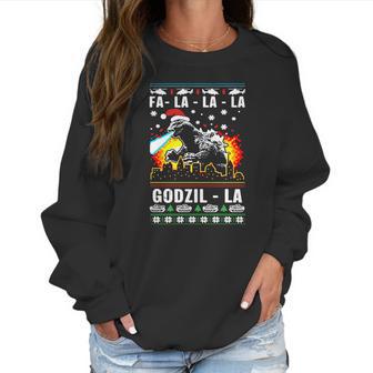 Fa La La La Godzilla Ugly Christmas Women Sweatshirt | Favorety