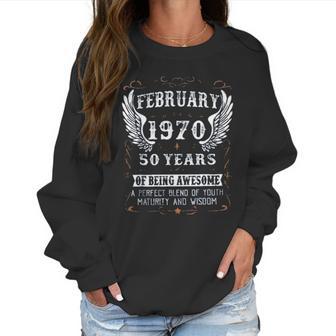 February 1970 50 Years Of Being Awesome Enjoyable Gift 2022 Women Sweatshirt | Favorety AU