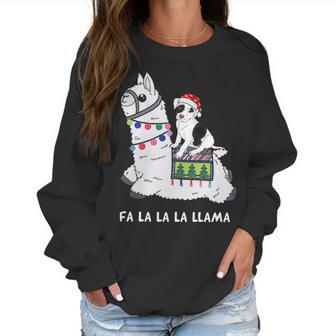 Fla La La Llama Pitbull Is Riding Llama Funny T Sh Women Sweatshirt | Favorety