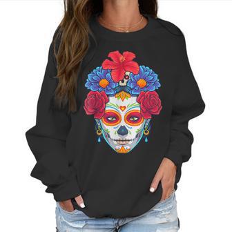 Floral Sugar Skull Day Of The Dead Dia De Muertos Women Women Sweatshirt | Favorety DE