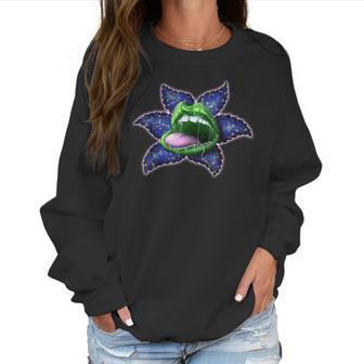 Flower Lip Green Blue Cannabis Marijuana Weed Pot Leaf Lover Women Sweatshirt | Favorety AU