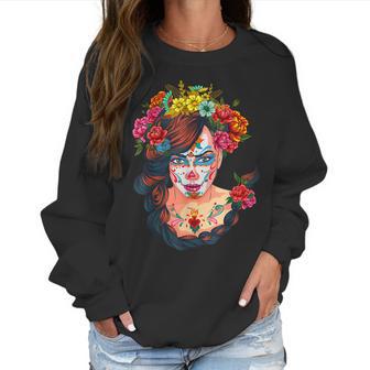 Flowers Sugar Skull Day Of The Dead Dia De Muertos Womens Women Sweatshirt | Favorety AU