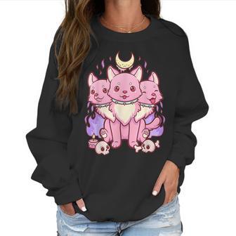 Funny Kawaii Pastel Goth Cute Creepy 3 Headed Dog Men Women T-Shirt Graphic Print Casual Unisex Tee Women Sweatshirt | Favorety CA