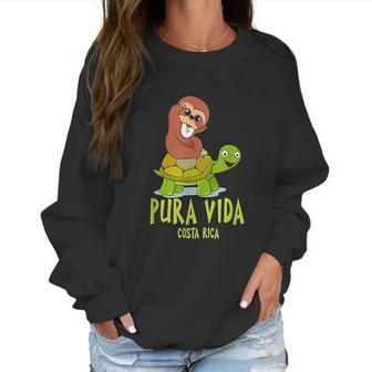 Funny Sloth Riding Turtle Pura Vida Costa Rica Women Sweatshirt | Favorety AU