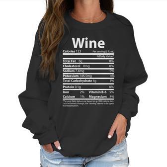 Funny Thanksgiving Wine Nutritional Values Women Sweatshirt | Favorety DE