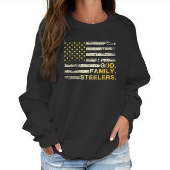 God Family Steelers Us Vintage Flag Team Dad Mam Day Gifts Women Sweatshirt | Favorety CA