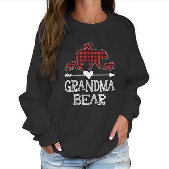 Grandma Bear Three Cubs Red Plaid Grandma Christmas Pajama Women Sweatshirt | Favorety AU