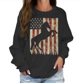 Horse American Flag Usa Patriotic Stallion Gift Women Sweatshirt | Favorety CA