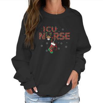 Intensive Care Unit Icu Nurse Christmas Plaid Pattern Gift Women Sweatshirt | Favorety UK