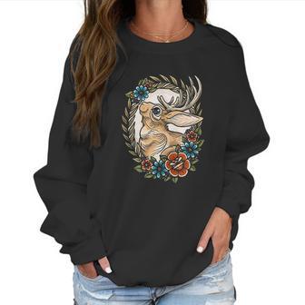 Jackalope With Flowers Women Sweatshirt | Favorety