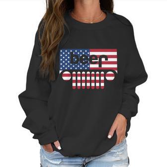 Jeep Beer American Flag Jeep And Beer Shirt Women Sweatshirt | Favorety CA