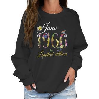 Womens June 1966 - 55 Years Old Sunflowers Floral 55Th Birthday Gift V-Neck Women Sweatshirt | Favorety AU