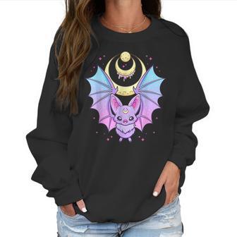 Kawaii Pastel Goth Cute Creepy Crescent Moon Bat Men Women T-Shirt Graphic Print Casual Unisex Tee Women Sweatshirt | Favorety DE