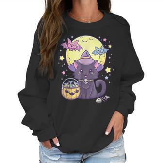 Kawaii Pastel Goth Cute Creepy Halloween Black Cat Witch Hat Men Women T-Shirt Graphic Print Casual Unisex Tee Women Sweatshirt | Favorety DE