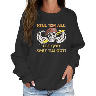 Kill Em All Let God Sort Em Out Skull Women Sweatshirt | Favorety CA