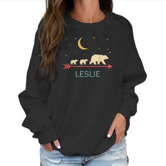 Leslie Name Gift Personalized Mama Bear With 2 Cubs Women Sweatshirt | Favorety CA