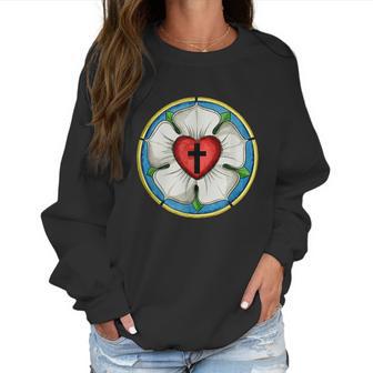 Luther Rose Seal Lutheran Symbol Christian Cross Graphic Design Printed Casual Daily Basic Women Sweatshirt | Favorety