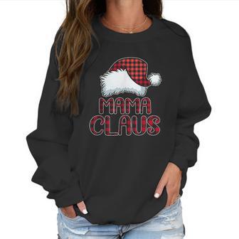 Mama Claus Santa Hat Red Buffalo Plaid Christmas Women Sweatshirt | Favorety UK