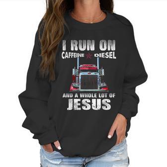 Mens Caffeine Diesel Jesus Christian Trucker Distressed Women Sweatshirt | Favorety