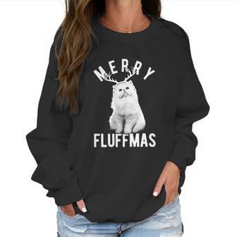 Merry Fluffmas Funny Christmas Cat Women Sweatshirt | Favorety AU