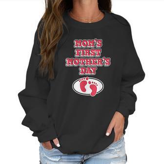 Mom First Mothers Day Baby Foot Women Sweatshirt | Favorety DE