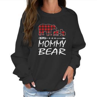 Mommy Bear Two Cubs Red Plaid Christmas Pajama Women Sweatshirt | Favorety UK