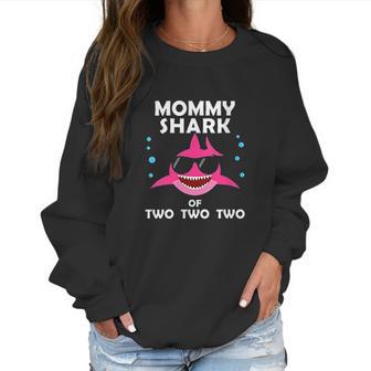 Mommy Shark Of Two Announcement Women Sweatshirt | Favorety