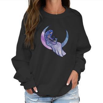 Moon Goddess Cat Person Artwork Moon Child Cat Women Sweatshirt | Favorety CA