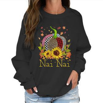 Nai Nai Pumpkin Leopard Print Sunflower Grandma Buffalo Plai Cute Gift Women Sweatshirt | Favorety