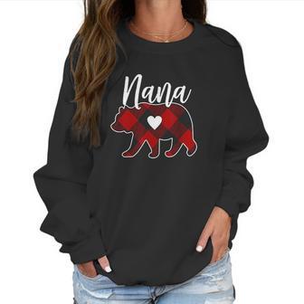 Nana Bear Christmas Buffalo Plaid Red White Women Sweatshirt | Favorety