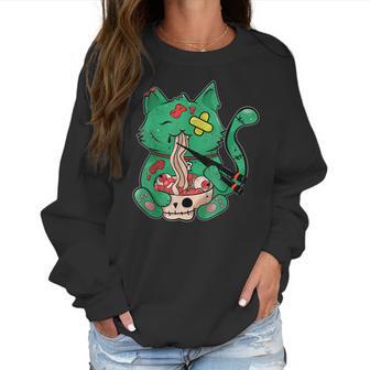 Pastel Goth Kawaii Creepy Cat Eating Ramen Noodles Halloween Men Women T-Shirt Graphic Print Casual Unisex Tee Women Sweatshirt | Favorety CA