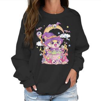 Pastel Goth Wiccan Cat Cute Creepy Witchy Cat Halloween Men Women T-Shirt Graphic Print Casual Unisex Tee Women Sweatshirt | Favorety