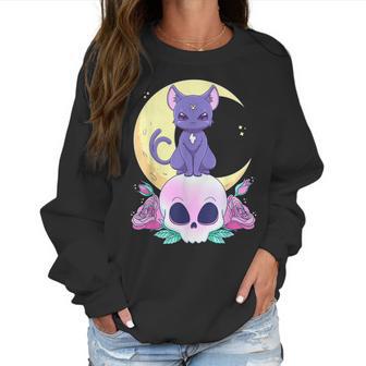 Pastel Goth Witchy Cat Cute Creepy Wiccan Cat And Skull Men Women T-Shirt Graphic Print Casual Unisex Tee Women Sweatshirt | Favorety AU