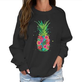 Pineapple Flowers Women Aloha Hawaii Vintage Hawaiian Women Sweatshirt | Favorety