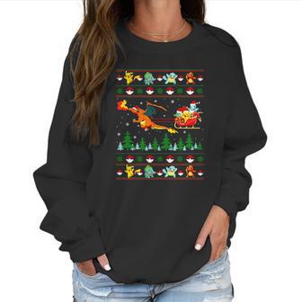 Pokemon And Dinosaur Santa Hat Christmas Women Sweatshirt | Favorety AU